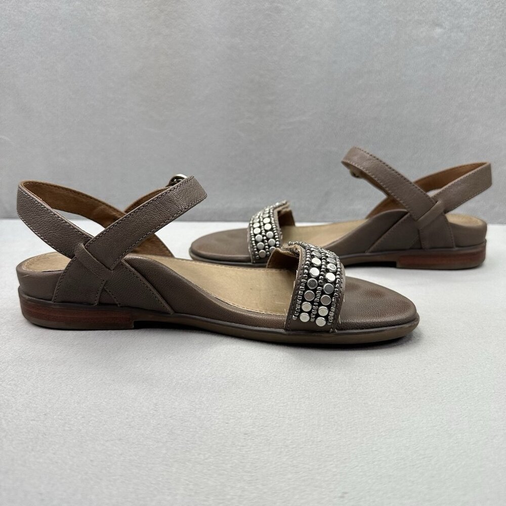 Aetrex Rylie Womens Size 7 Slingback Quarter Strap Sandals Brown Studded Leather - Picture 5 of 8